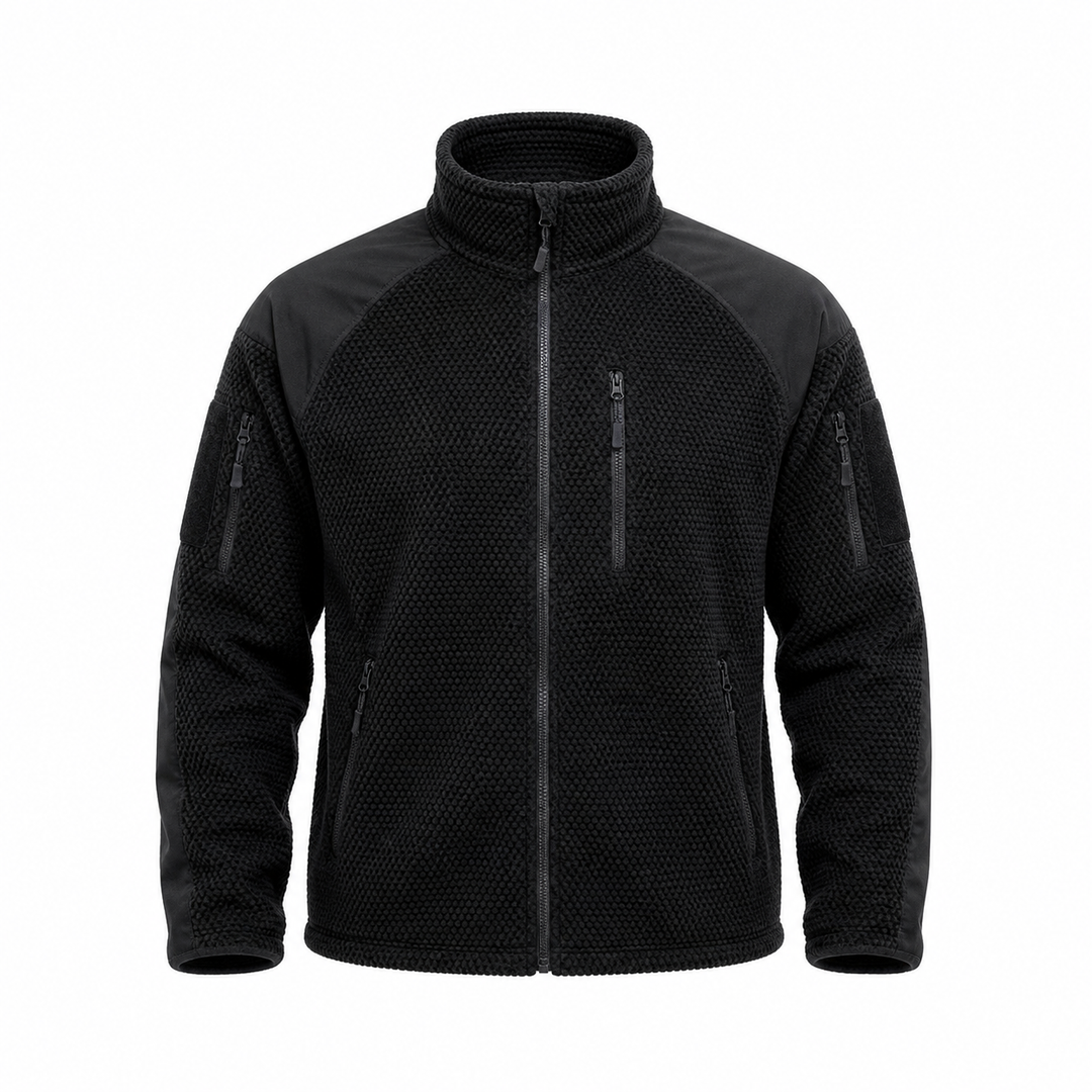 Men's grid fleece tactical jacket in Black