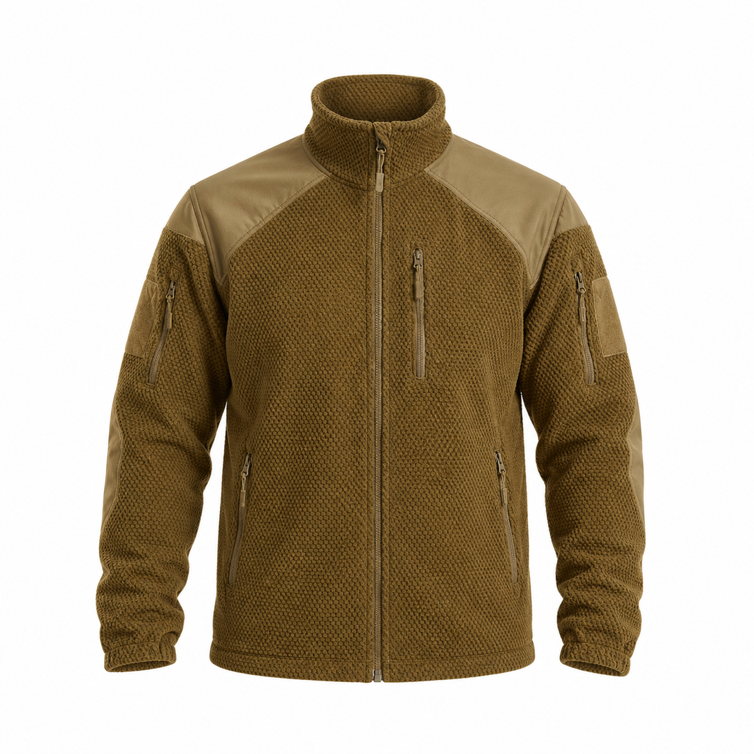 Men's grid fleece tactical jacket in Wolf Brown
