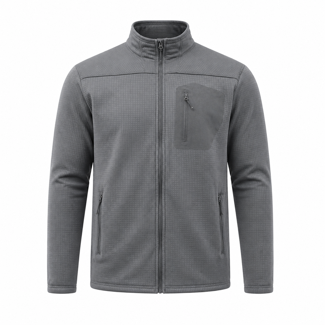Men's lightweight grid-knit fleece jacket in Gray