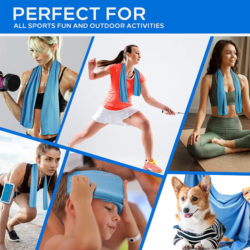 TWS 4 Pack Cooling Towel, Soft Breathable Chilly Microfiber Towel for Work, Outdoor, Workout