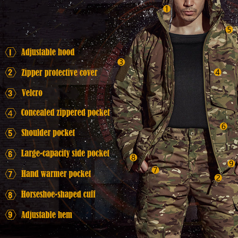 TWS Waterproof Heat-Reflective Tactical Jacket & Trousers Set for Outdoor Use