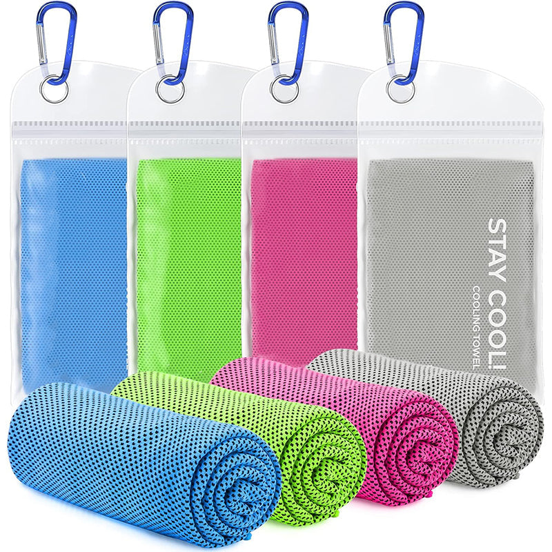 TWS 4 Pack Cooling Towel, Soft Breathable Chilly Microfiber Towel for Work, Outdoor, Workout