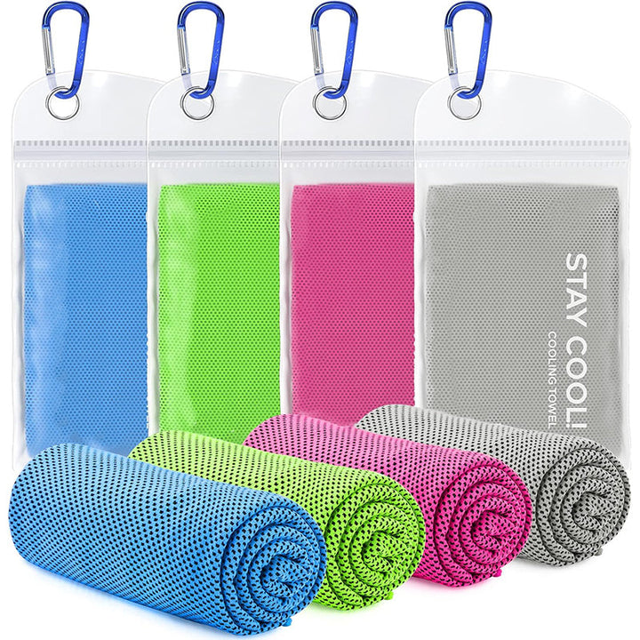 TWS 4 Pack Cooling Towel, Soft Breathable Chilly Microfiber Towel for Work, Outdoor, Workout