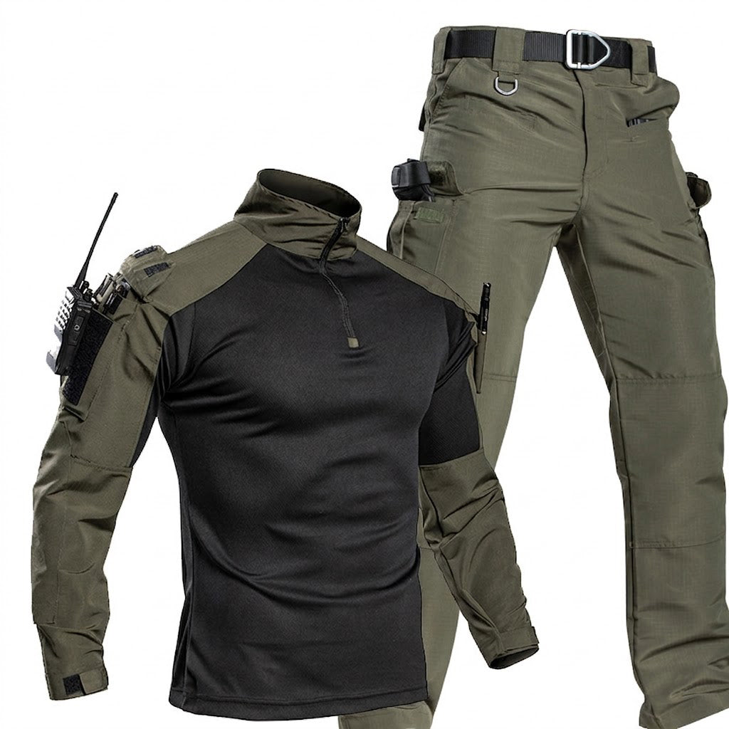 Men's Tactical Combat Shirt & Trousers Set – Waterproof Outdoor Utility Uniform