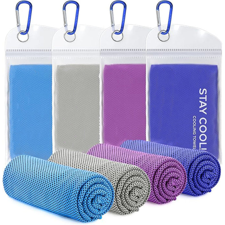 TWS 4 Pack Cooling Towel, Soft Breathable Chilly Microfiber Towel for Work, Outdoor, Workout
