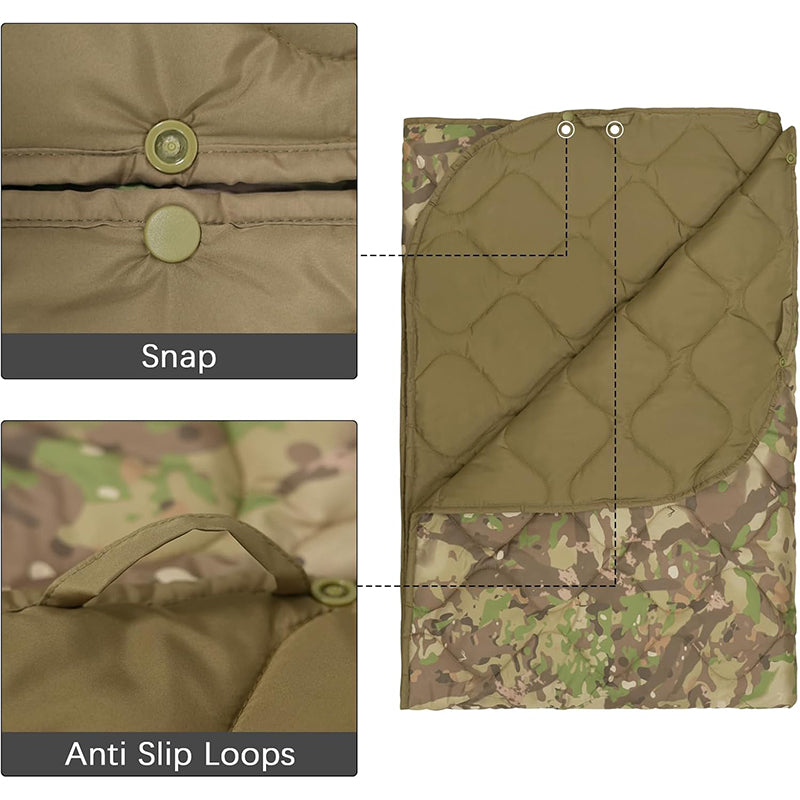 TWS Camo Waterproof Insulated Poncho Liner Blanket for Camping, Hiking & Hunting Outdoors