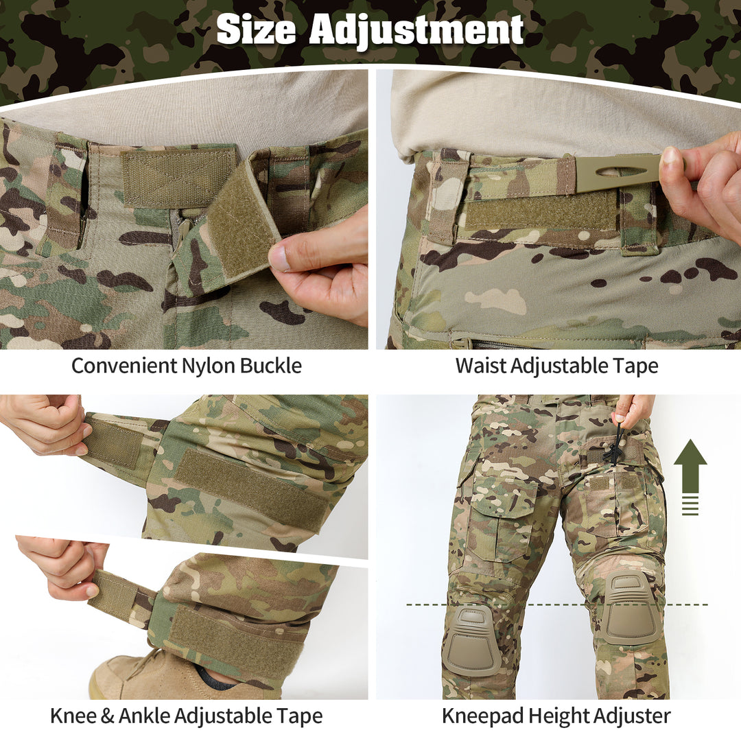 G3 Combat Trousers with Knee Pads Rip-Stop Tactical Trousers Camouflage