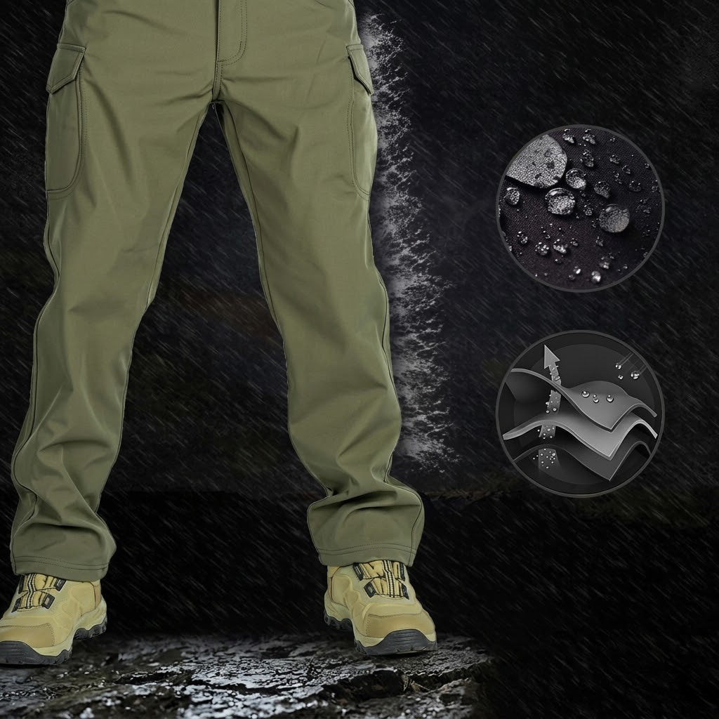 Men's Water-Resistant Tactical Multi-Pocket Softshell Trousers