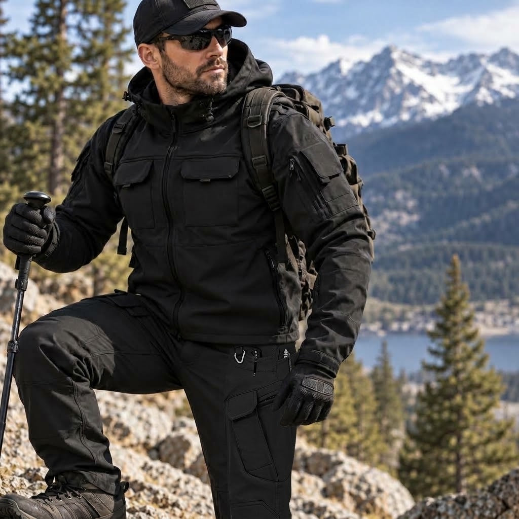 TWS StormGuard Men’s Tactical Softshell Fleece-lined Jacket & Pants Set for Winter