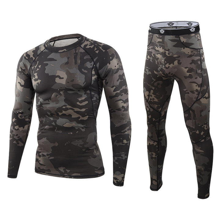 Men's Camouflage Thermal Underwear Tactical Sports Shapewear Set