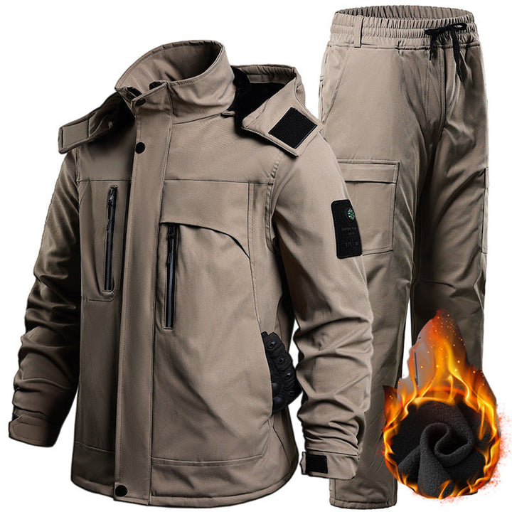 Men’s Softshell Fleece-Lined Waterproof Outdoor Jacket & Trousers Set