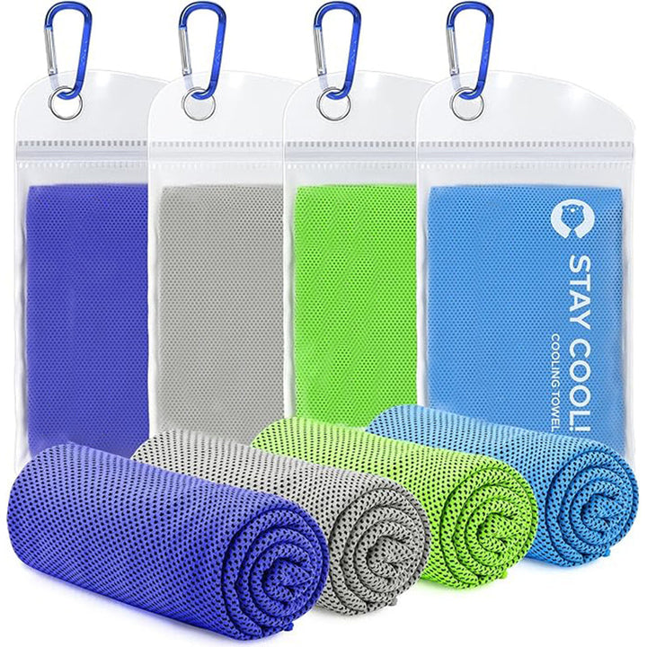 TWS 4 Pack Cooling Towel, Soft Breathable Chilly Microfiber Towel for Work, Outdoor, Workout