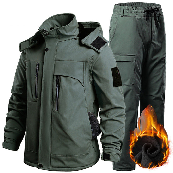 Men’s Softshell Fleece-Lined Waterproof Outdoor Jacket & Trousers Set