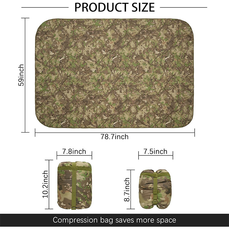 TWS Camo Waterproof Insulated Poncho Liner Blanket for Camping, Hiking & Hunting Outdoors