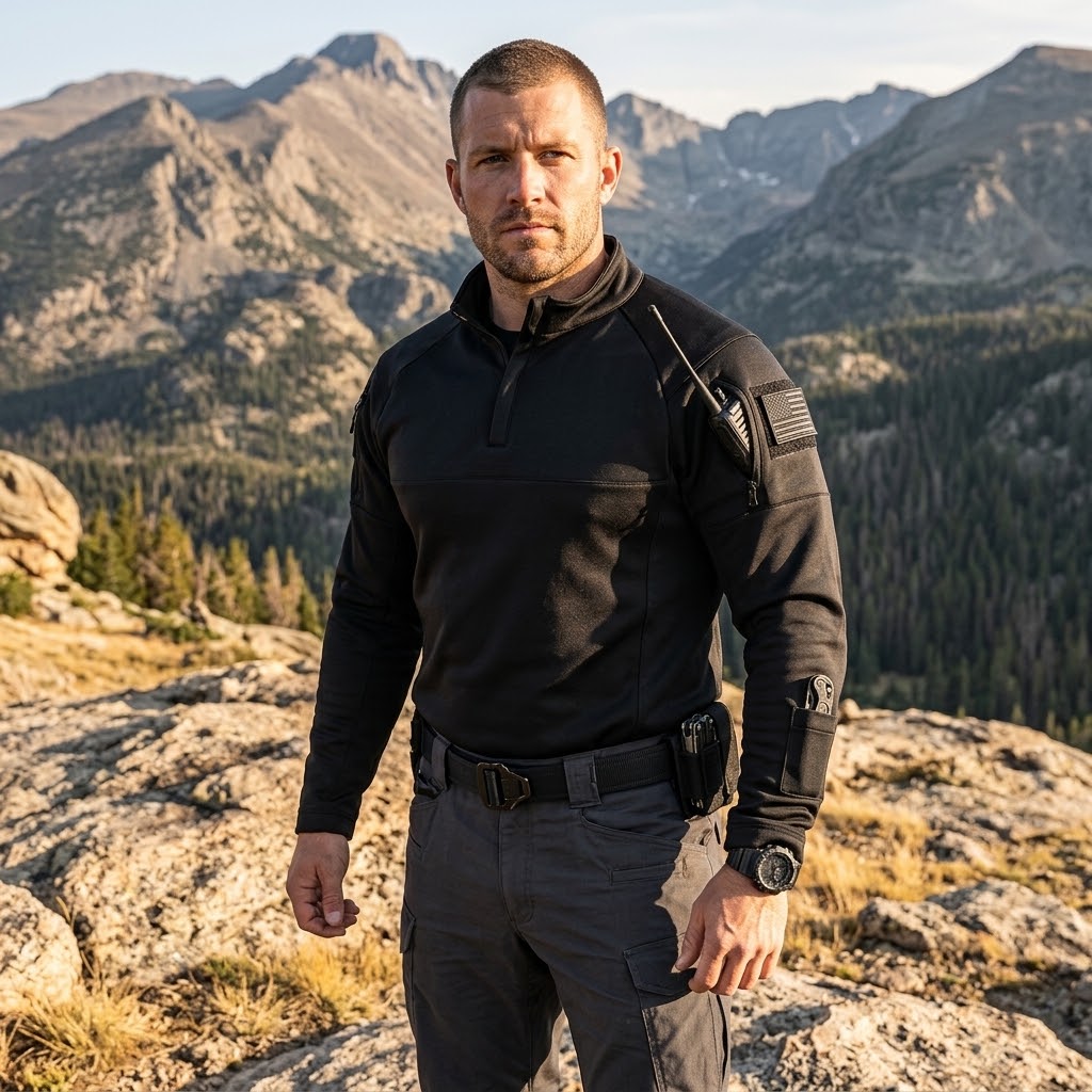 TWS Men’s Tactical Mid Layer Fleece Quarter-Zip Pullover