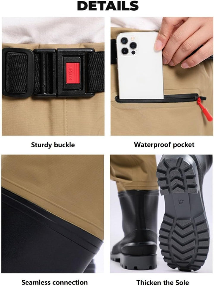 Fishing Waders for Men Waterproof Trousers with Boots