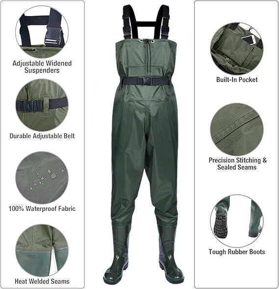 Fishing Waders for Men Women Waterproof Hunting Chest Waders with Boots