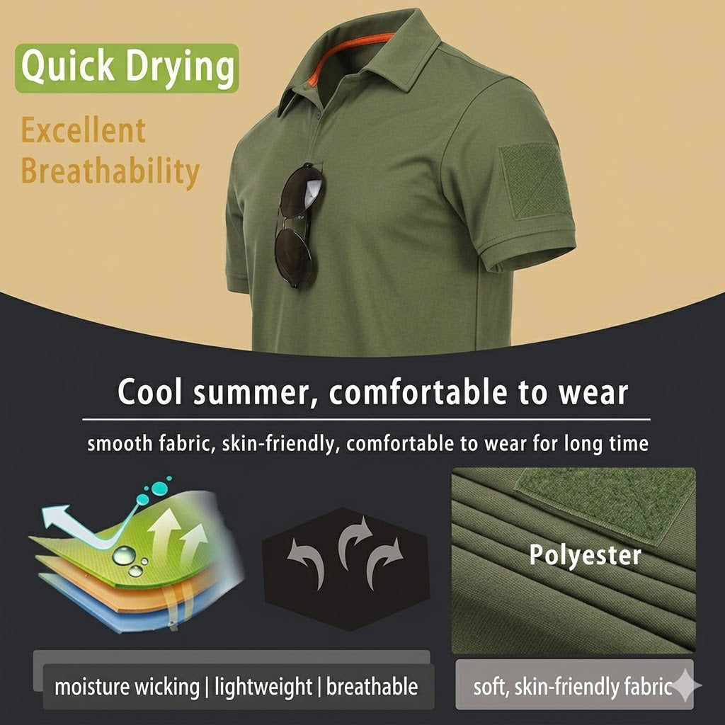 3pack Tactical Men’s Quick-Dry Wear-resistant T-Shirts Polo for Summer