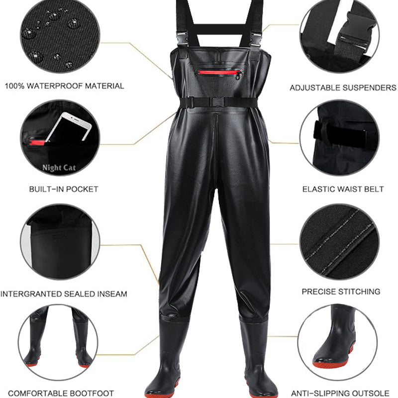 TWS Chest Waders with Boots – Waterproof Fishing & Hunting Waders for Men & Women, Durable 2-Ply Nylon/PVC Chest Waders for Outdoor Use