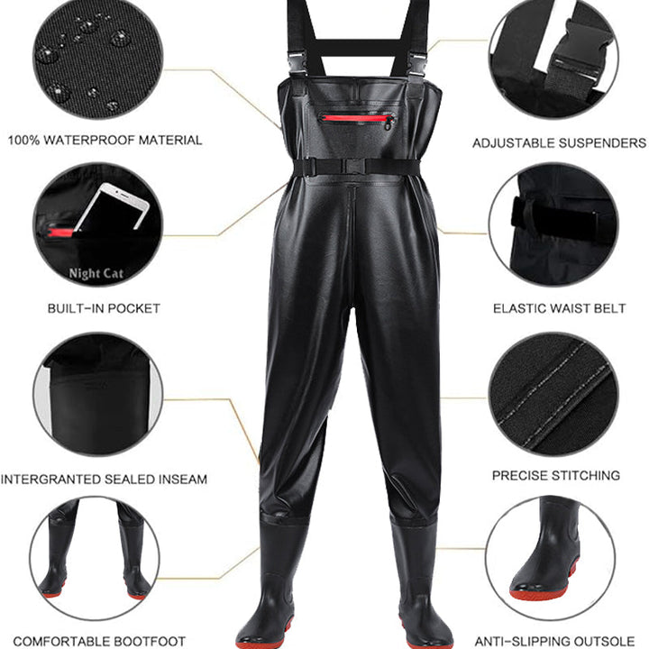 TWS Chest Waders with Boots – Waterproof Fishing & Hunting Waders for Men & Women, Durable 2-Ply Nylon/PVC Chest Waders for Outdoor Use