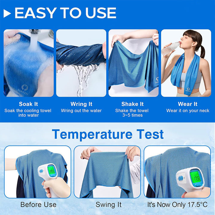 TWS 4 Pack Cooling Towel, Soft Breathable Chilly Microfiber Towel for Work, Outdoor, Workout