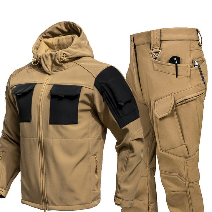 TWS StormGuard Men’s Tactical Softshell Fleece-lined Jacket & Pants Set for Winter