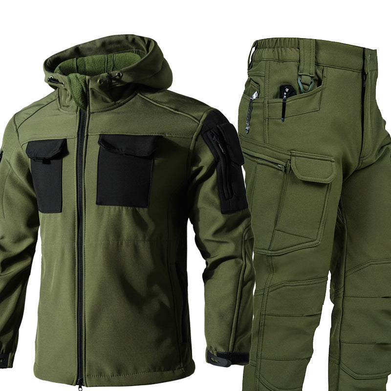 TWS StormGuard Men’s Tactical Softshell Fleece-lined Jacket & Pants Set for Winter