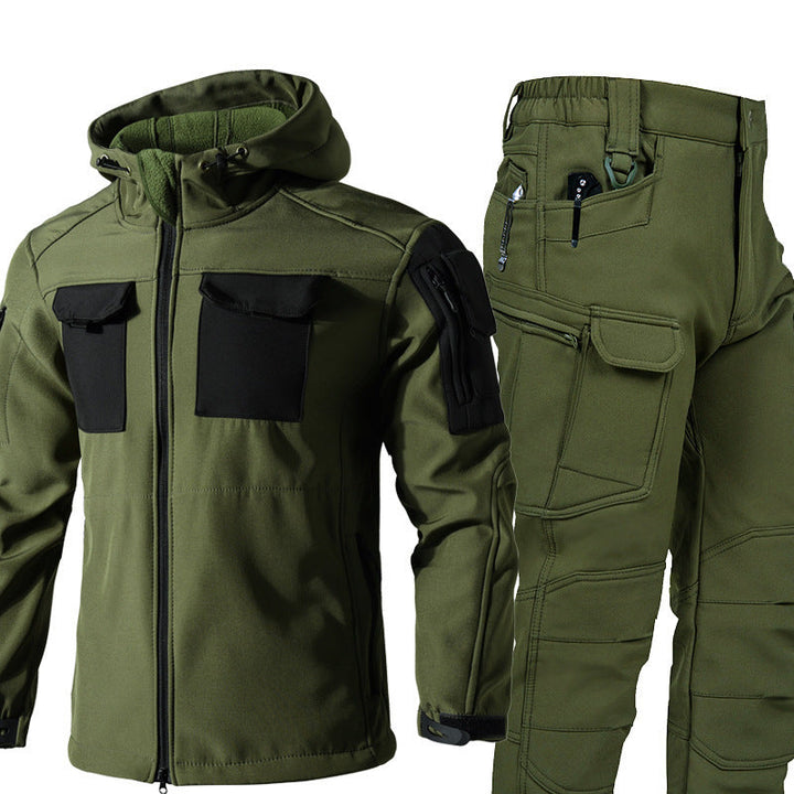 TWS StormGuard Men’s Tactical Softshell Fleece-lined Jacket & Pants Set for Winter