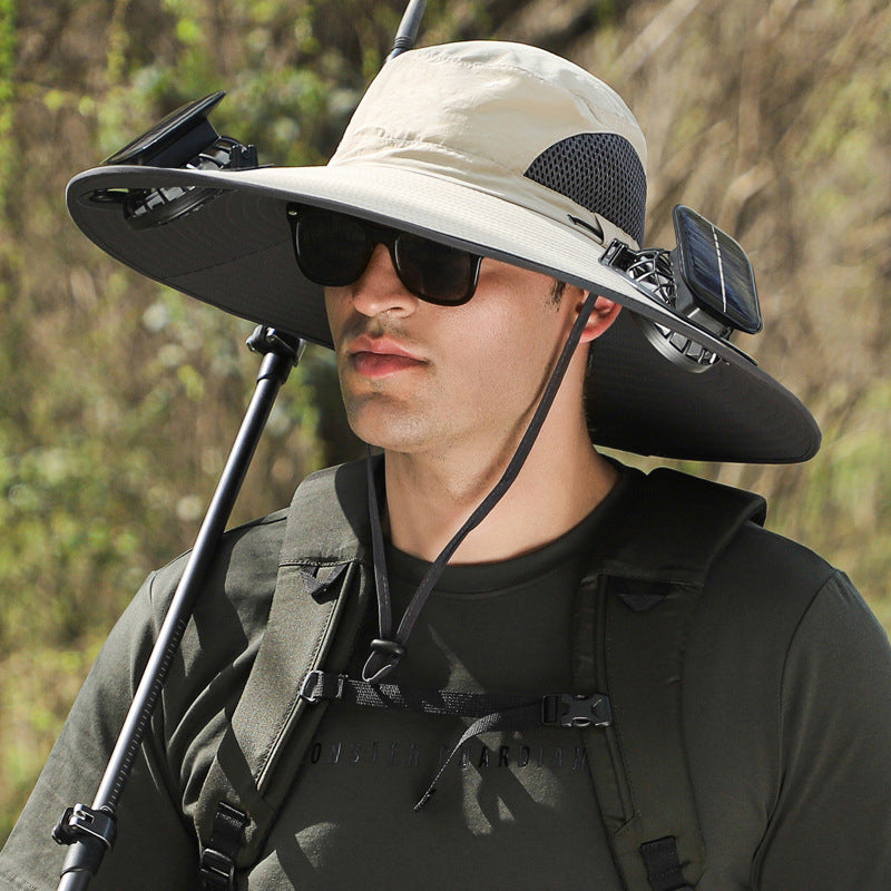 Fishing Hat With Built-in Solar Fan - Wide Brim Sun Hat With USB Charging For Men & Women