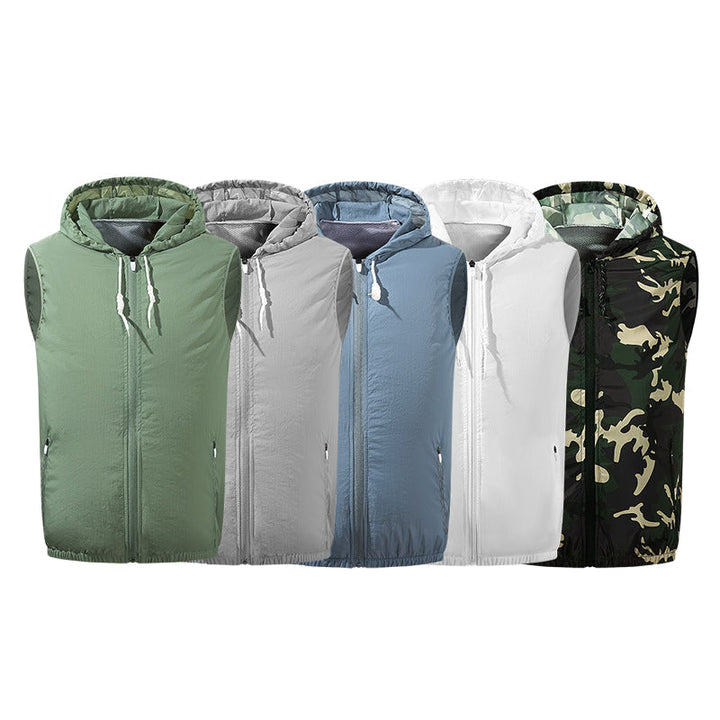 Summer Hooded Air Cooling Vest with 2 Fans – Men & Women Outdoor Heat Relief