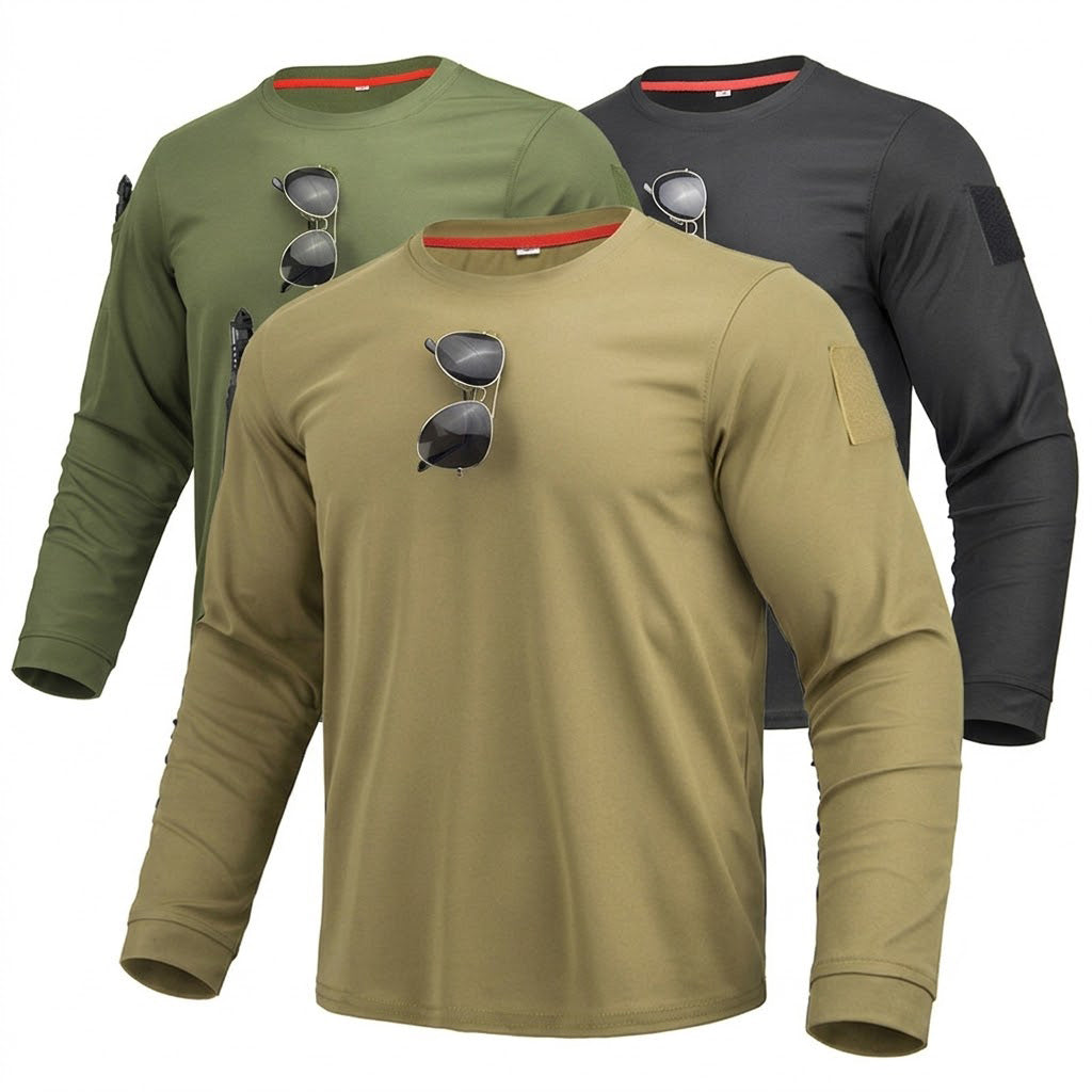 3Pack Men's Tactical Quick Dry Breathable Long Sleeve Shirt