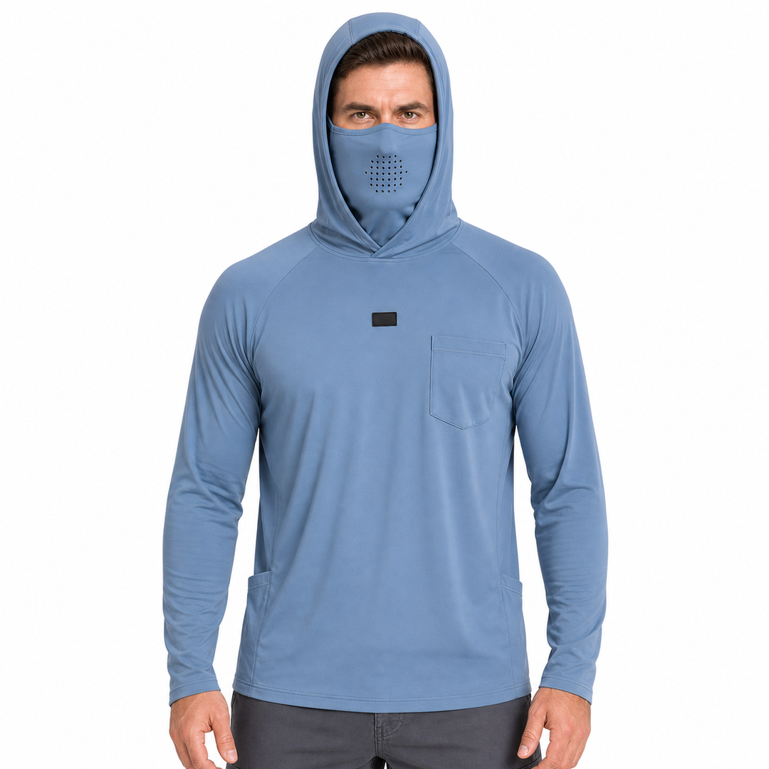 UPF 50+ Hooded Sun Shirt | Lightweight Quick-Dry Fishing Top with Built-In Snood