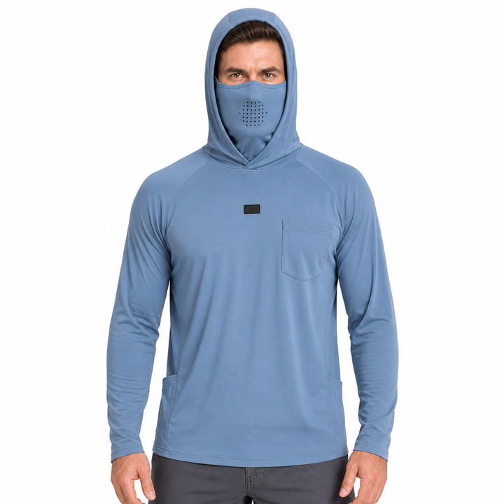 UPF 50+ Hooded Sun Shirt | Lightweight Quick-Dry Fishing Top with Built-In Snood