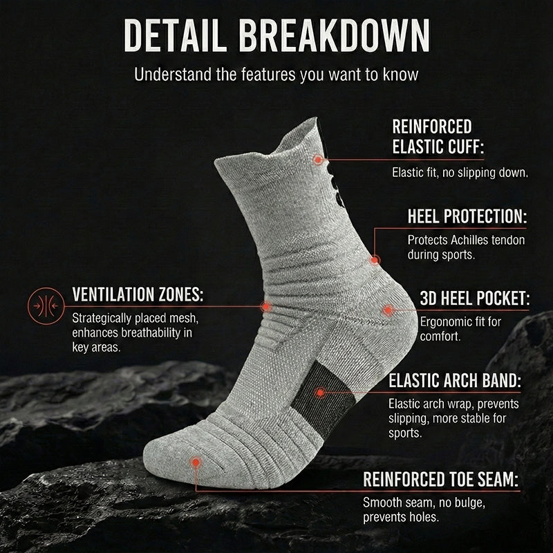 Men's Tactical Crew Socks, Thick Cushioned Moisture Wicking